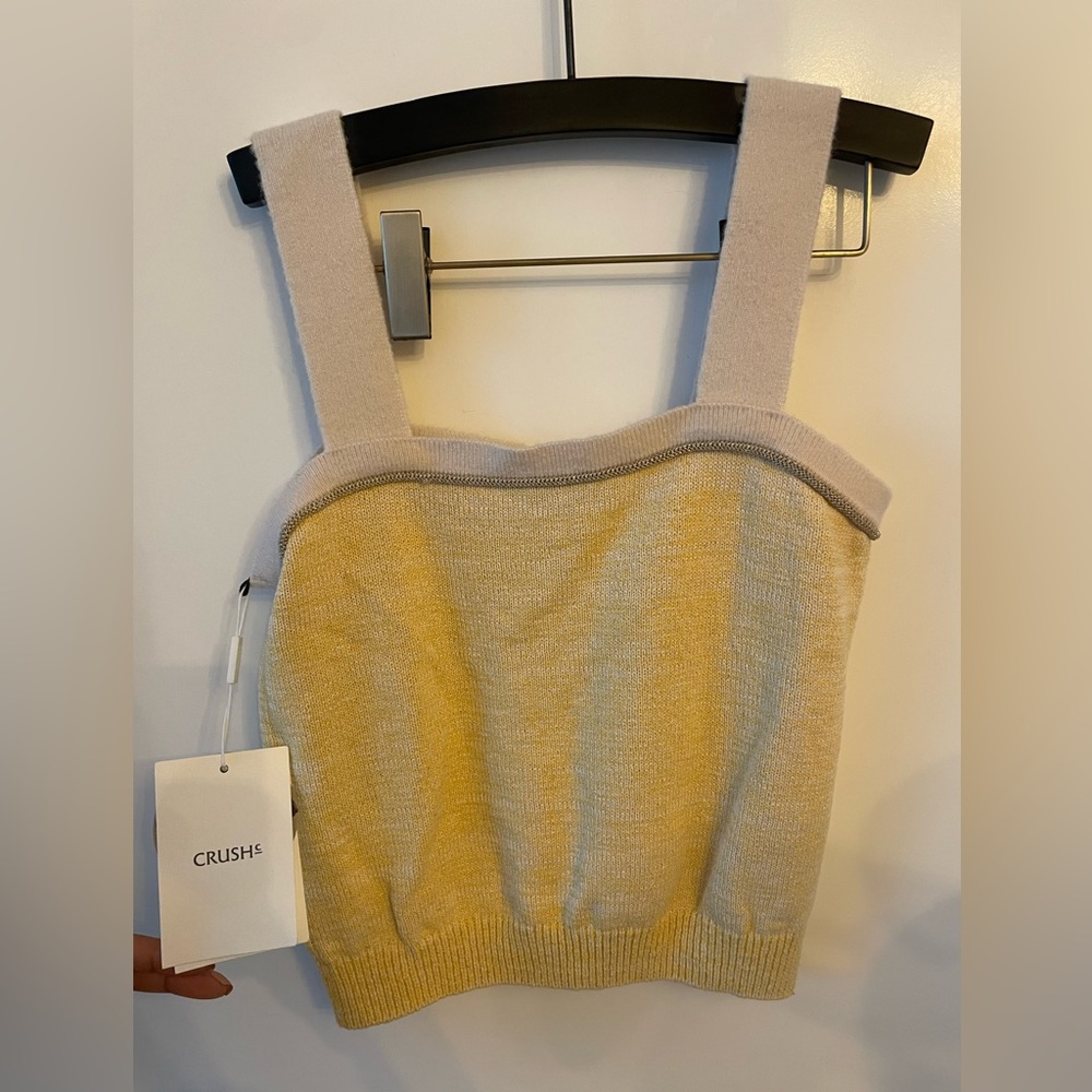 Metal-Trimmed Melange Tank Top